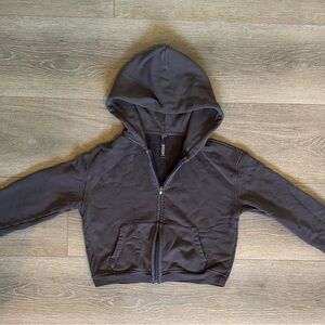 SKIMS brown 3/4 length sleeve terry zip up hoodie